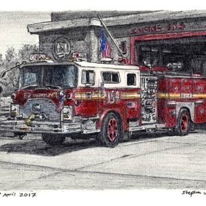 Prints of FDNY 154 1988 Mack CF Ward 99 Engine Drawing