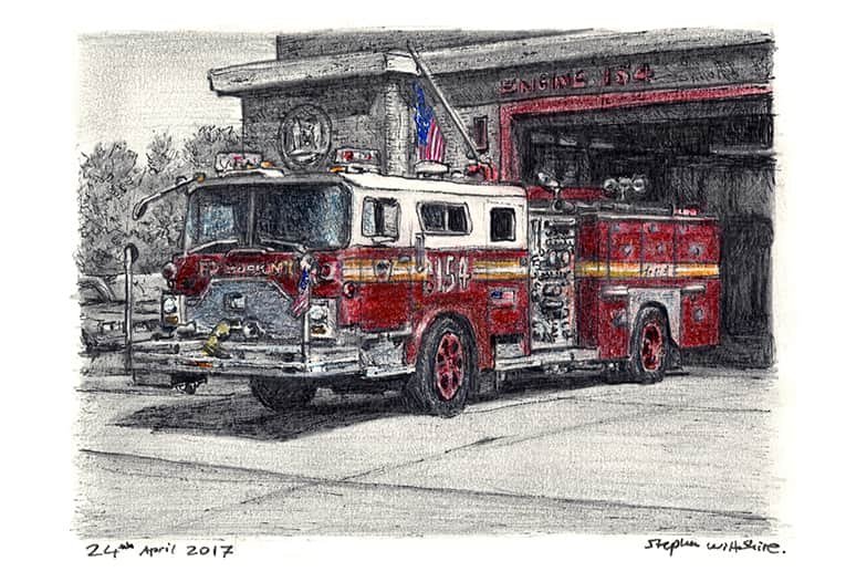 Prints of FDNY 154 1988 Mack CF Ward 99 Engine Drawing