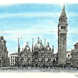 Prints of St Marks Square - San Marco Drawing