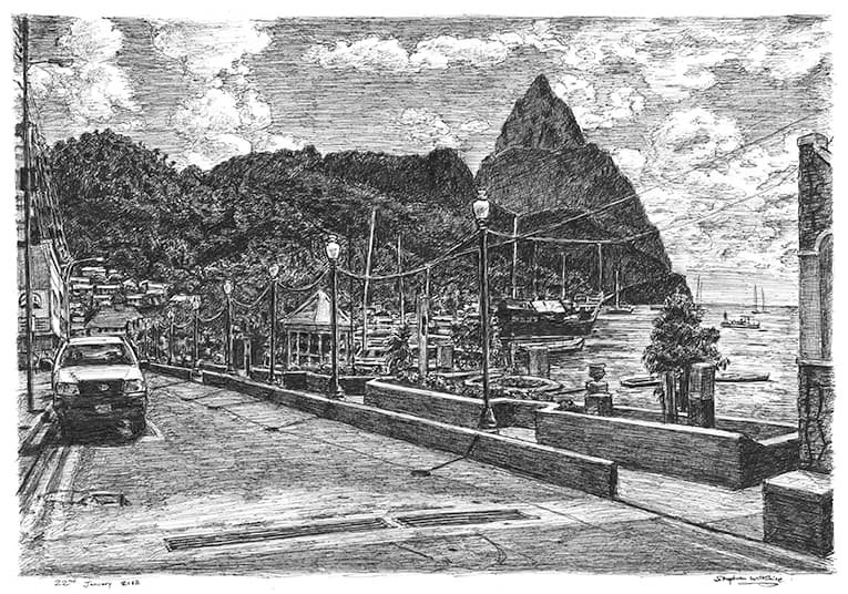 Prints of Soufriere, St Lucia Drawing