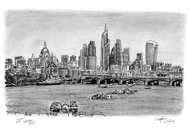 Prints of The Changing London Skyline Drawing