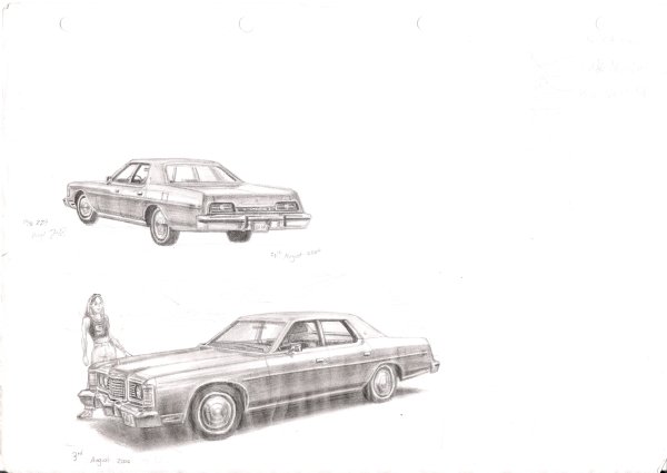 Drawing of 1973 Ford LTD - Skyline Art