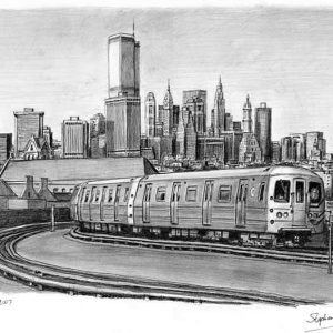 Prints of New York Subway Train Drawing