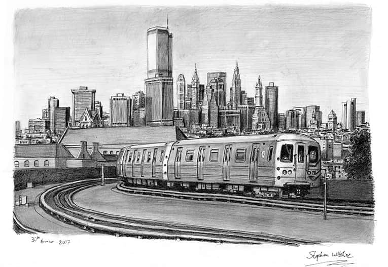 Prints of New York Subway Train Drawing