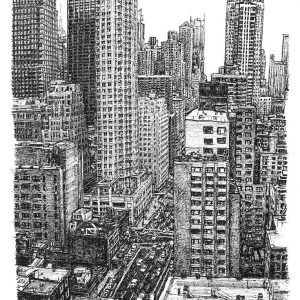 Prints of New York street scene Drawing