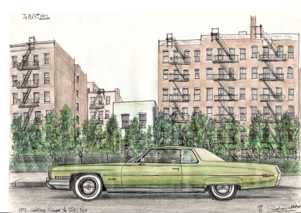 Drawing of 1972 Cadillac Coupe De Ville