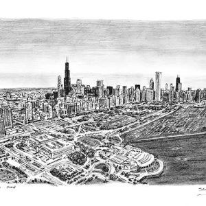 Prints of Aerial view of Chicago Drawing