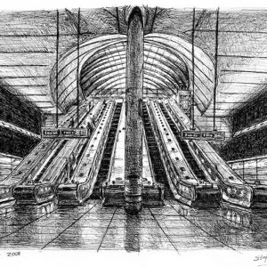Prints of Canary Wharf Tube Station Drawing