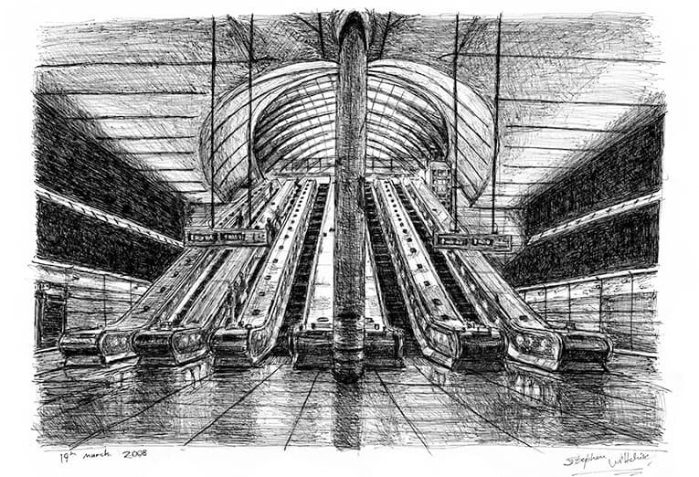 Prints of Canary Wharf Tube Station Drawing