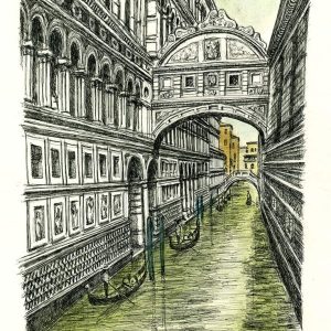 Prints of Bridge of Sighs in Venice Drawing