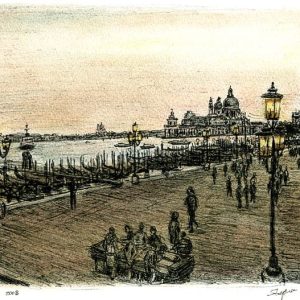 Prints of View of Venice at dawn Drawing
