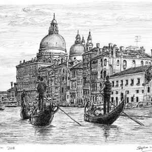 Prints of Venice, Italy Drawing - Skyline Sketches