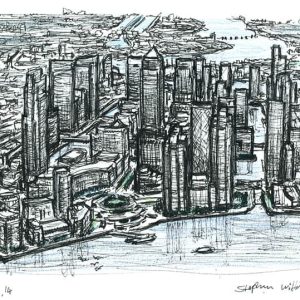 of Aerial view of Canary Wharf in the future