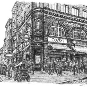Frame the Original Covent Garden station, London Drawing by Stephen Wiltshire