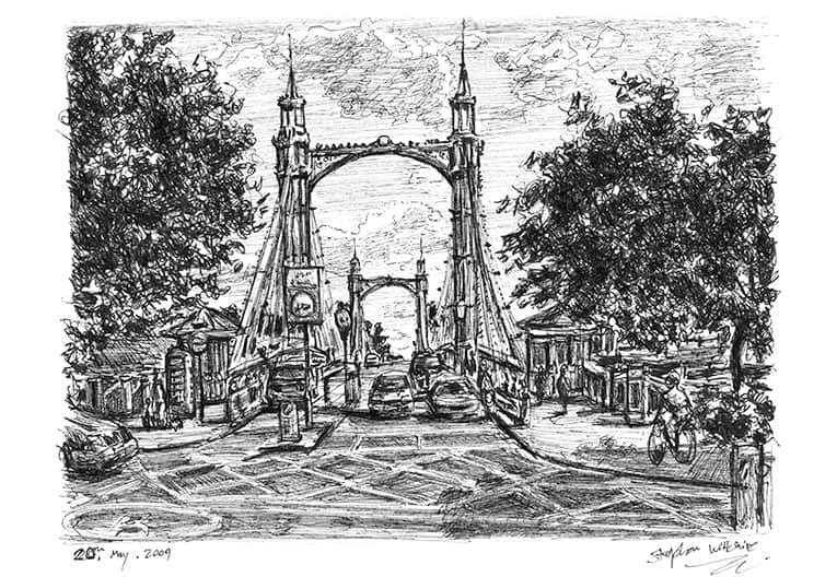Prints of Albert Bridge, London Drawing