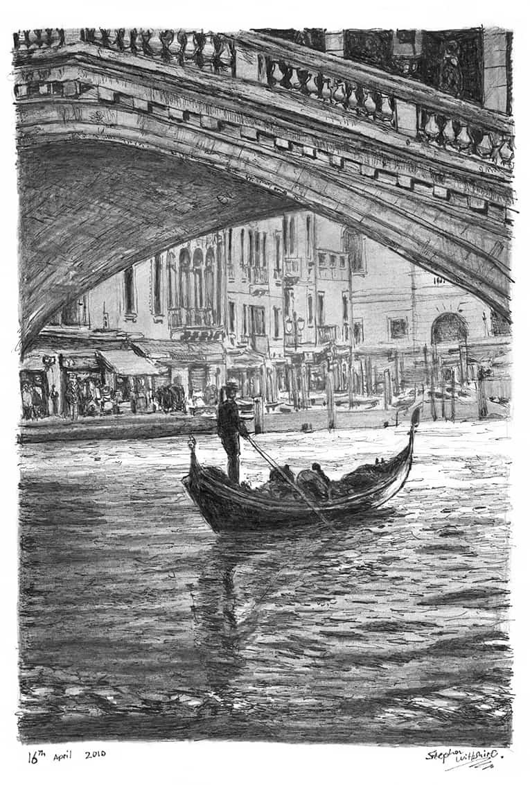 Prints of Gondola in the shade Drawing