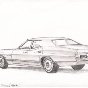 Drawing of Ford Gran Torino - Architectural Art