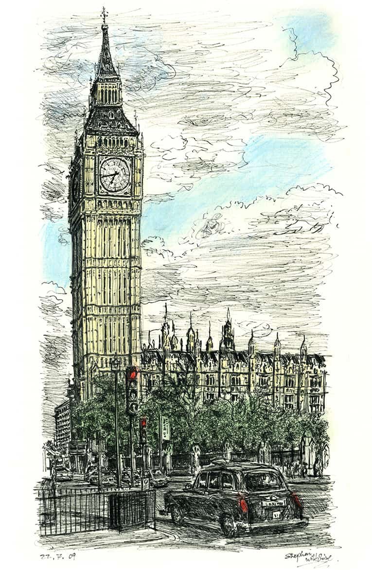 Prints of Big Ben in July 2009 Drawing