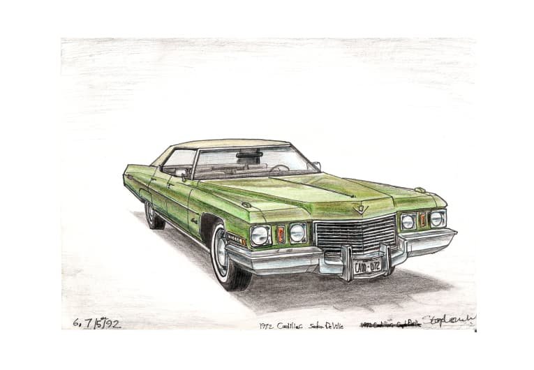 Prints of 1972 Cadillac Sen De Ville Drawing
