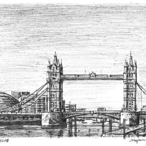 Drawing of The Shard & Tower Bridge London