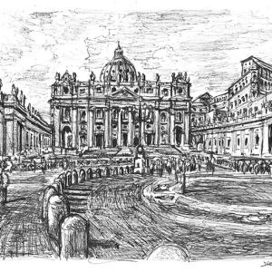 Drawing of Vatican City - Architectural Art