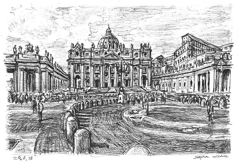 Drawing of Vatican City - Architectural Art