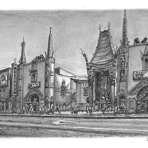 Drawing of Chinese Theatre, Los Angeles, California
