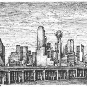 Prints of Dallas Skyline USA Drawing