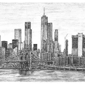 Prints of Brooklyn Bridge and One World Trade Center