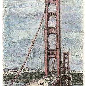 Prints of Golden Gate Bridge, San Francisco Drawing