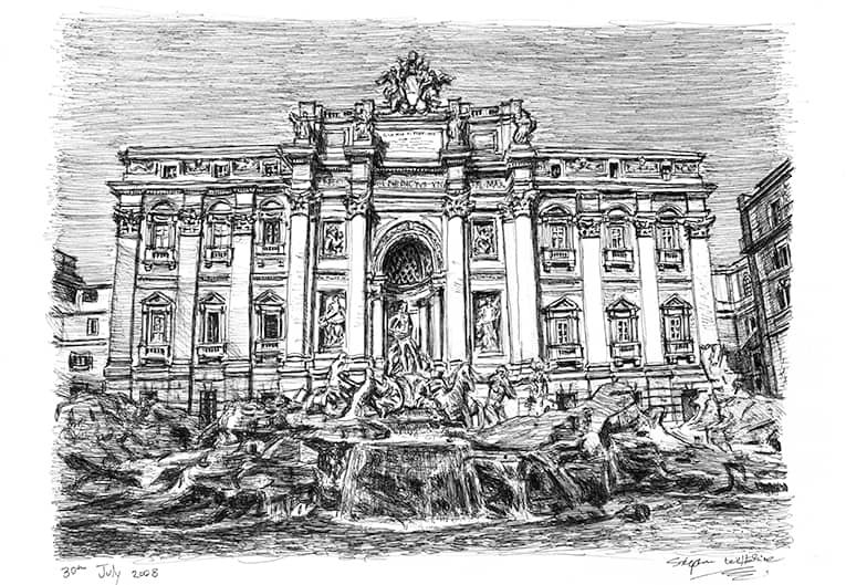 Prints of Trevi Fountain, Rome Drawing