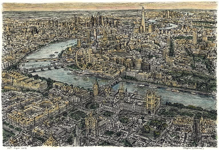 Limited Edition prints of Aerial view of London