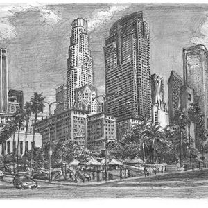Prints of Pershing square, Downtown Los Angeles Drawing
