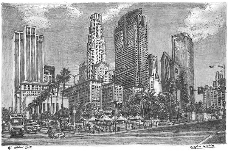 Prints of Pershing square, Downtown Los Angeles Drawing