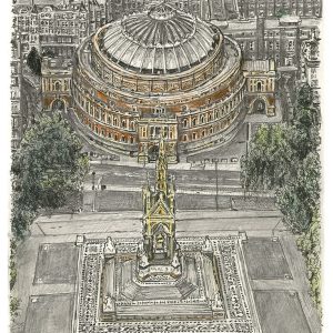Frame the Original Aerial view of Royal Albert Hall Drawing by Stephen Wiltshire