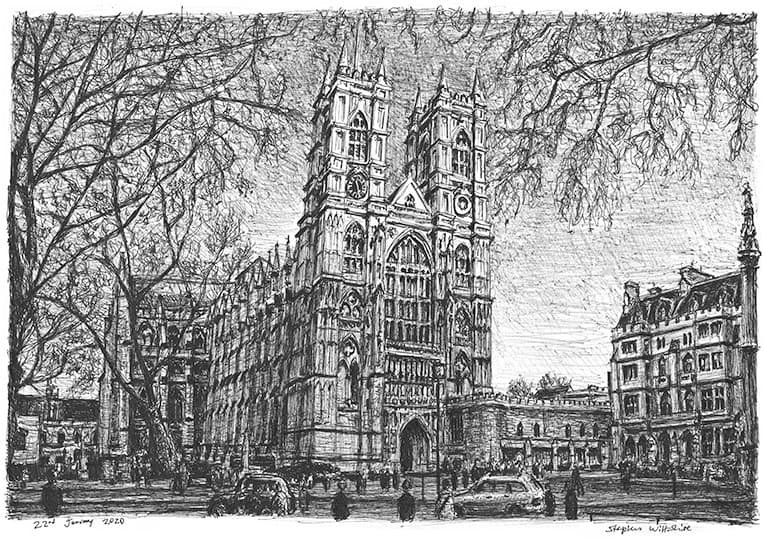 Drawing of Westminster Abbey, London