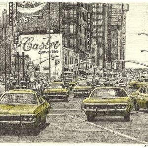 NYC yellow cabs at Time Square