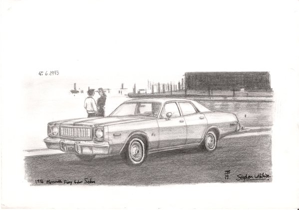 Drawing of 1976 Plymouth Fury 4 door Sedan