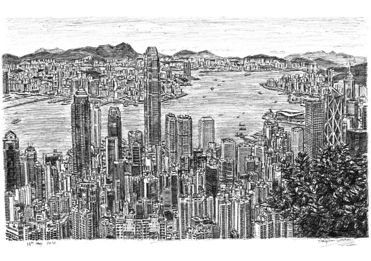 Prints of Hong Kong Skyline 2010 Drawing