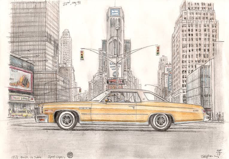 Prints of 1976 Buick Le Sabine Sport Coupe Drawing