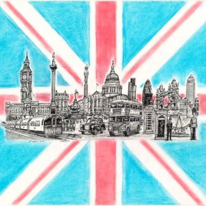 Prints of London Montage Flag Drawing
