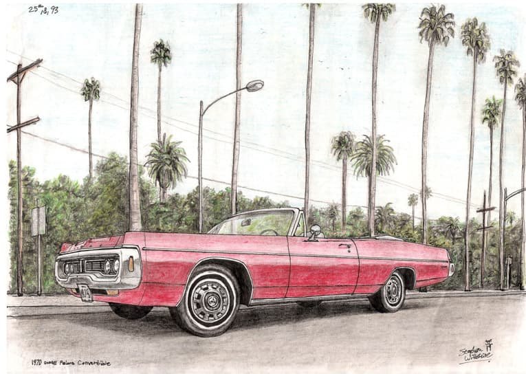 Prints of 1970 Dodge Polara Convertible Drawing