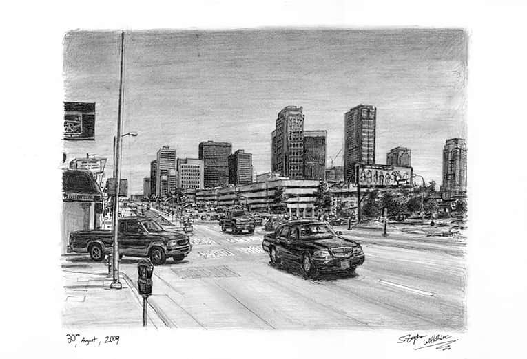 Frame the Original Santa Monica Boulevard Drawing by Stephen Wiltshire
