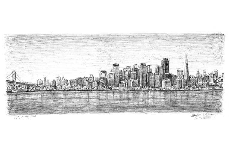 Prints of San Francisco Skyline Drawing