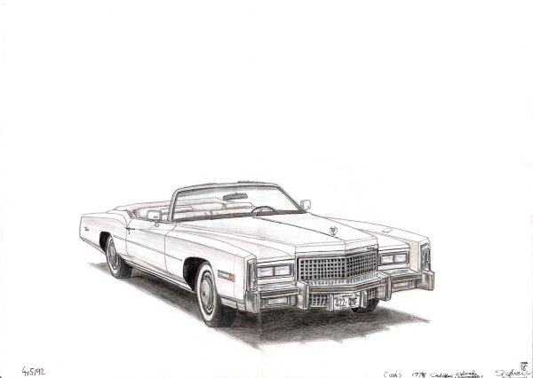 Drawing of 1975 Cadillac Eldorado Convertible