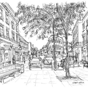 Prints of Notting Hill Drawing - Skyline Art