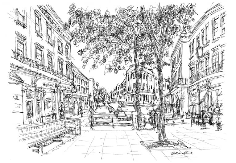 Prints of Notting Hill Drawing - Skyline Art