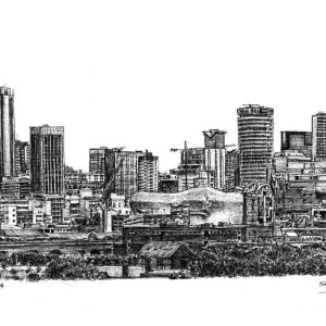 Prints of Birmingham skyline Drawing