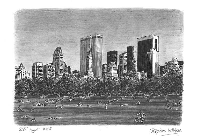 Drawing of Central Park - Skyline Art