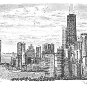 Drawing of Chicago Skyline - Architectural Art